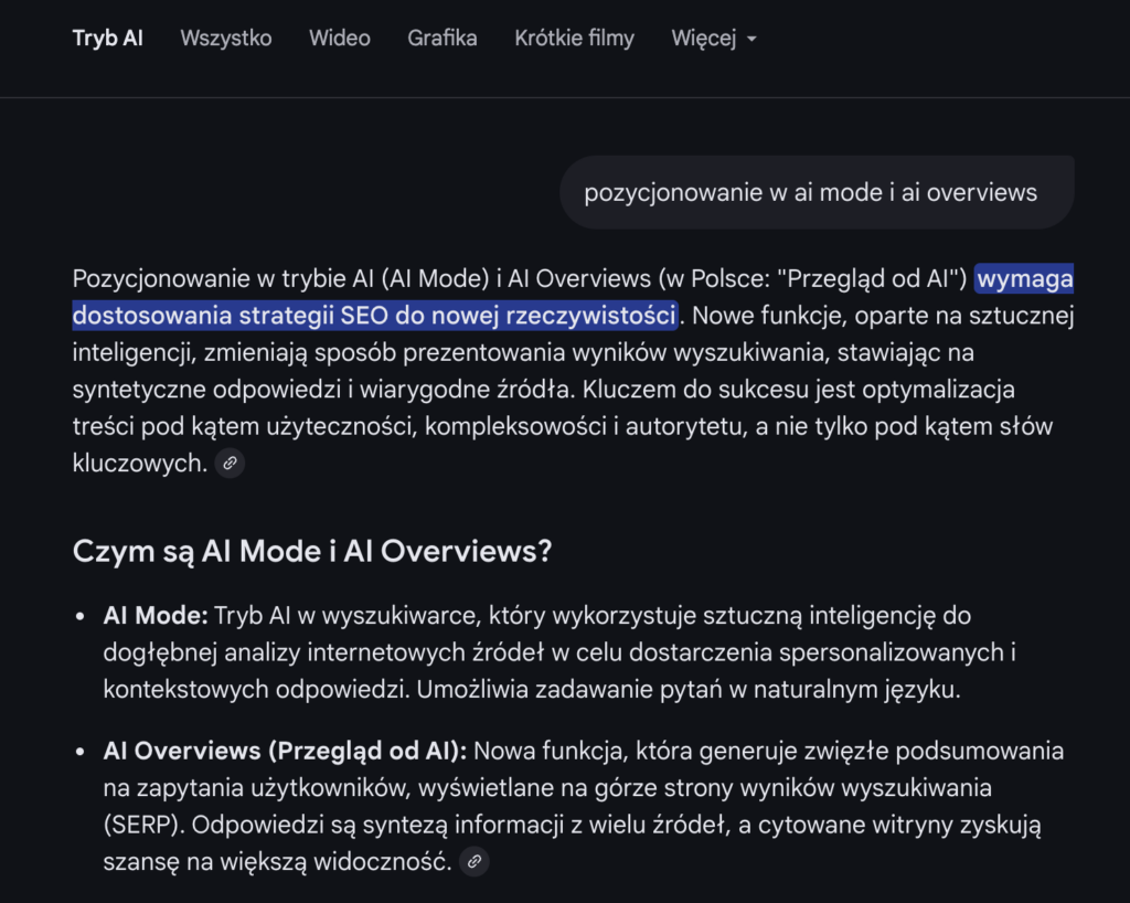 rozmowa w AI mode